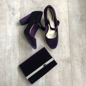 Christian Soriano purple velvet heels